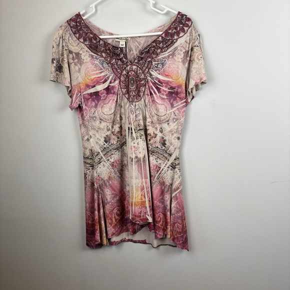 Unity World Wear Tops - Unity World Wear Babydoll Top Womens M  Smocked  Flutter Boho